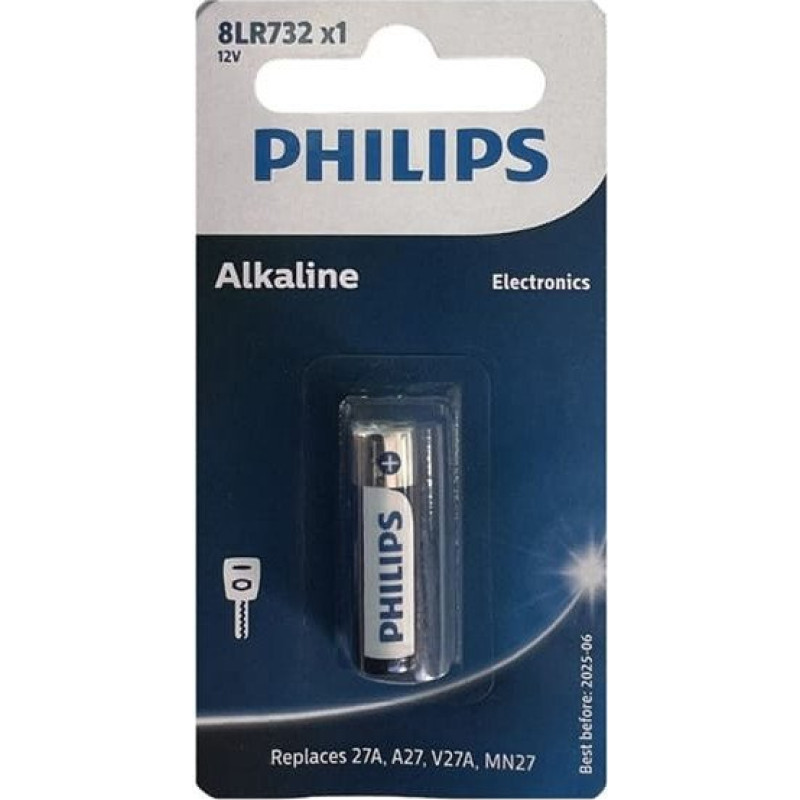 Philips Bateria alkaliczna, A27, A27, 12V, PHILIPS, blistr, 1-pack, 8LR732/01B, MN27,GP27A,L828,V27GA,EL812,MS27