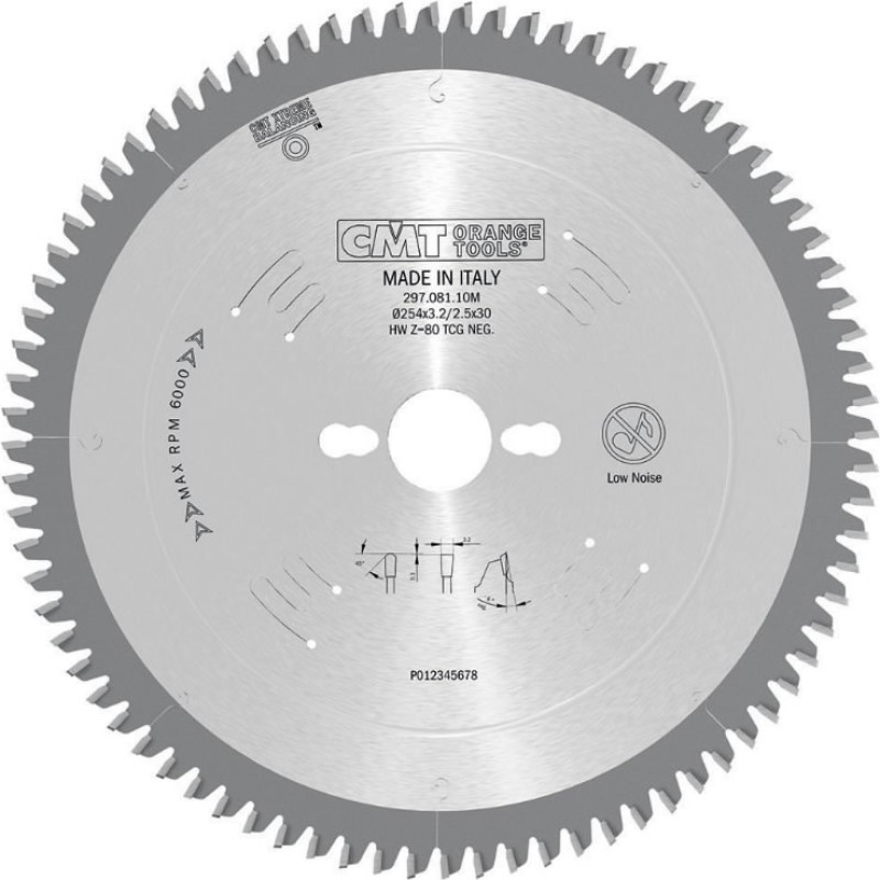 CMT Diskas pjovimo aliuminiui Xtreme HW 254x3,2/2,5x30mm Z80 a=-6&deg;  b=TCG, CMT
