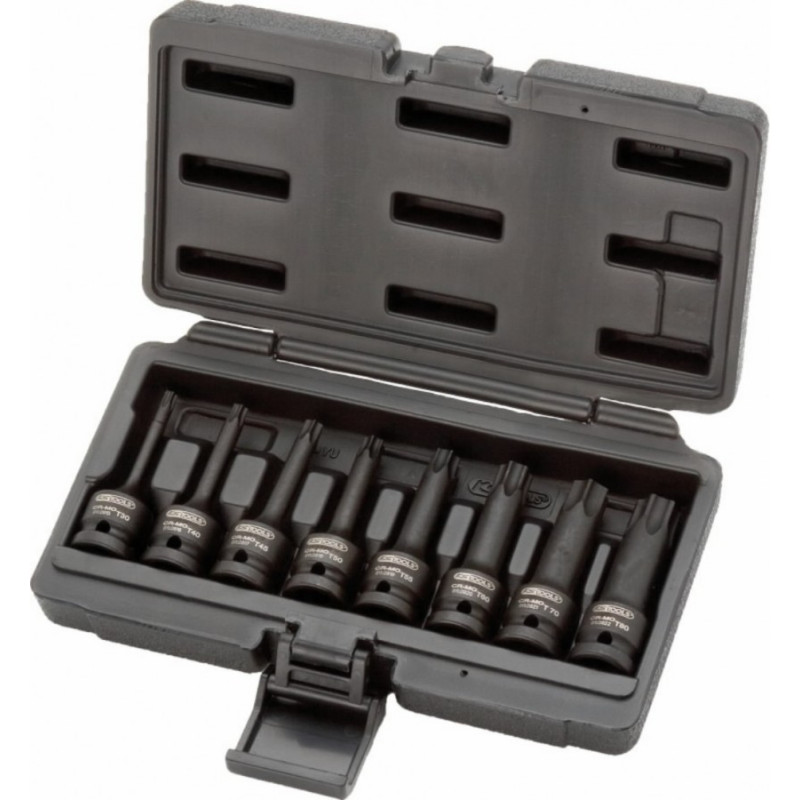 Ks Tools Smūginių galvučių komplektas &frac12;" Torx T30-T80 8 vnt., KS Tools
