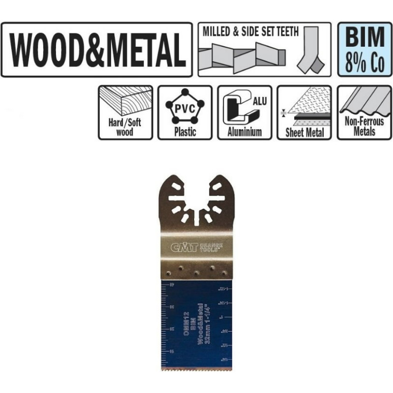 CMT Pjovimo peilis medžiui metalui 32mm Z18TPI BiM Co8, CMT
