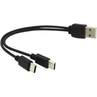 Premiumcord Nabíjecí kabel USB 2.0, 2xUSB-C na USB, 15cm, černá