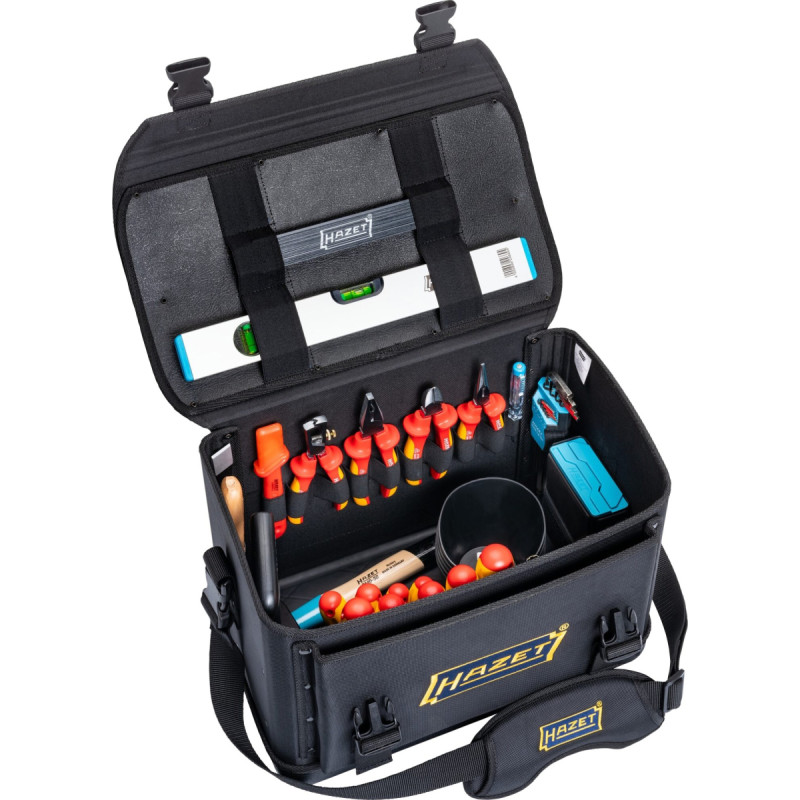 Hazet tool bag large, equipped 191T-2/89, tool set black, with 89 professional tools, HiPer fine-tooth reversible ratchet for bits