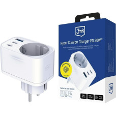 3MK Adapter sieciowy 3MK Hyper Comfort       Charger 30W 1xUSB-A 2xUSB-C 1xSchuko PD QC3.0 biały