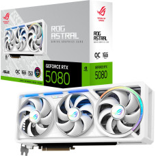 Asus GeForce RTX 5080 ROG ASTRAL GAMING OC WHITE, graphics card DLSS 4, 3x DisplayPort, 2x HDMI 2.1