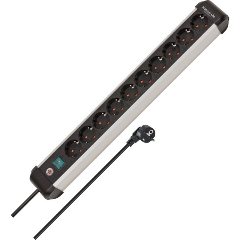Brennenstuhl Premium-ALU-Line 10-Way Black 3m with Switch
