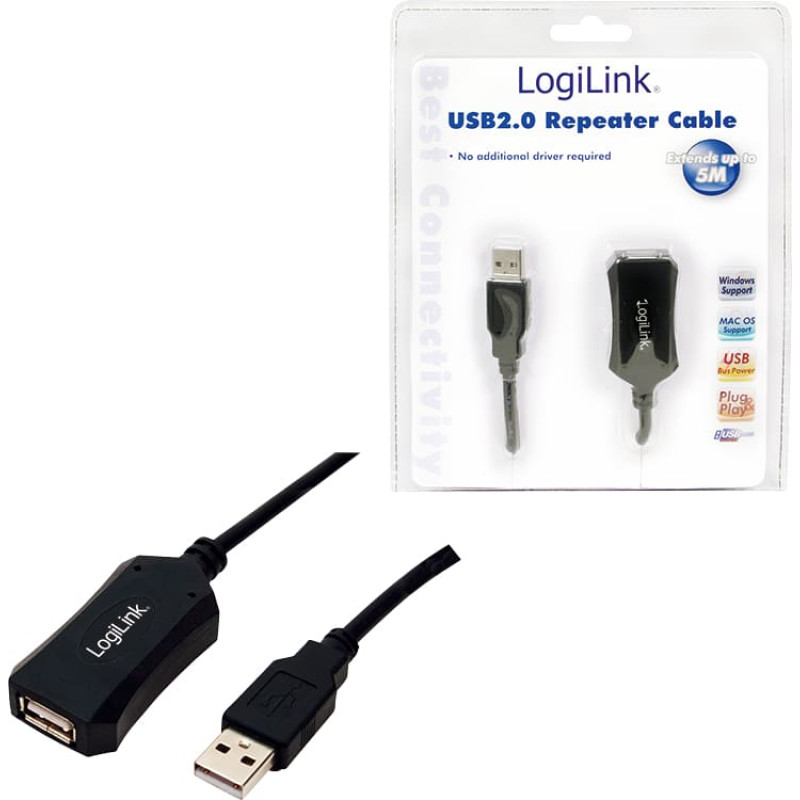 Logilink | USB 2.0 repeater 5m | USB-A to USB-A USB A male | USB A female