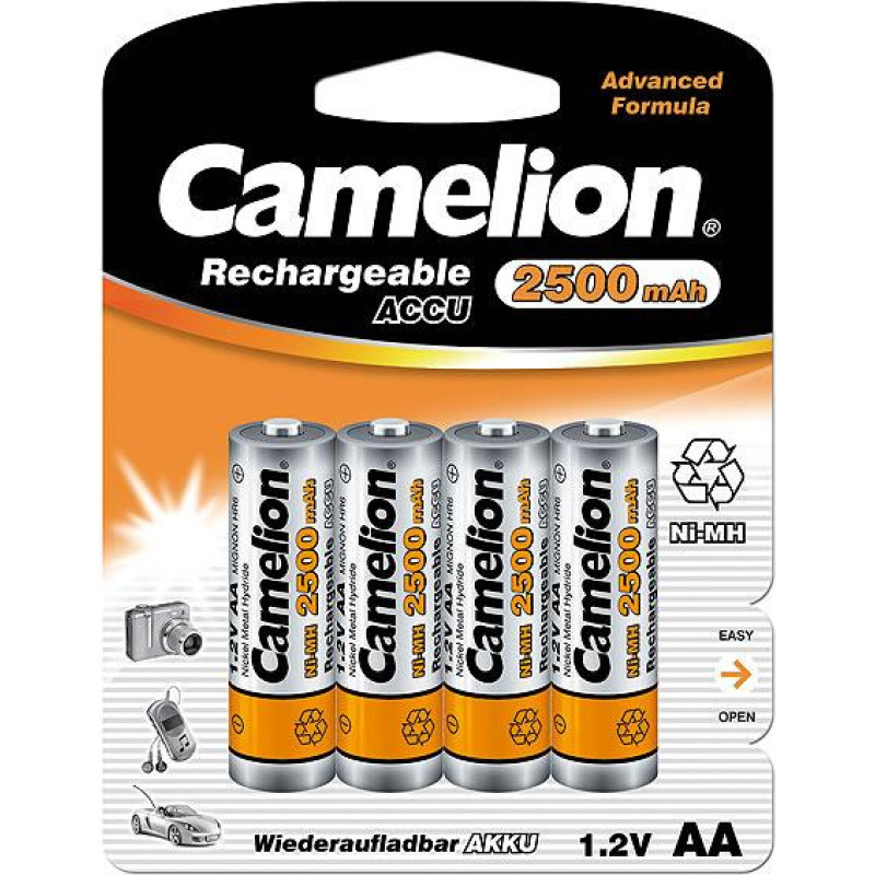 Camelion | AA/HR6 | 2500 mAh | Rechargeable Batteries Ni-MH | 4 pc(s)
