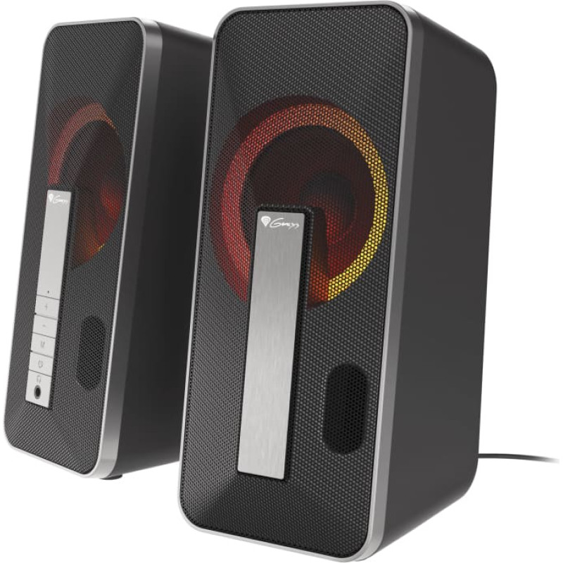Genesis Helium 100 BT RGB garso kolonėlių komplektas 10 W Kompiuteris / knyginis kompiuteris Juoda, Sidabras 2.0 kanalai Bluetooth