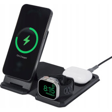 Mophie UAG 3in1 Travel Charger - bezprzewodowa ładowarka podróżna do trzech urządzeń 15W, kompatybilna z MagSafe, kabel, wtyczki i organizer w zestawie (black/gray)