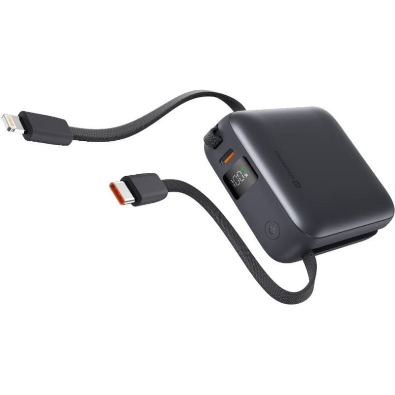 Swissten Power Bank 10000 mAh with Built-In Cables USB-C and Lightning