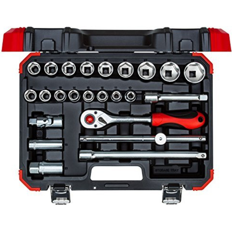 Gedore Red Socket set 1/2 ", 24 pieces (red / black, with Shift-gun, SW 10mm - 32mm)