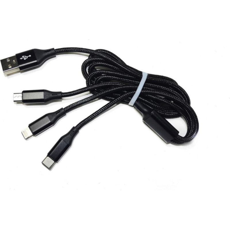 Msonic Kabel USB Msonic USB-A - USB-C + microUSB + Lightning 1 m Czarny (MLU621)