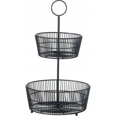 Boltze Patera dekoracyjna czarna GEA,  dwa poziomy, wys. 44 cm