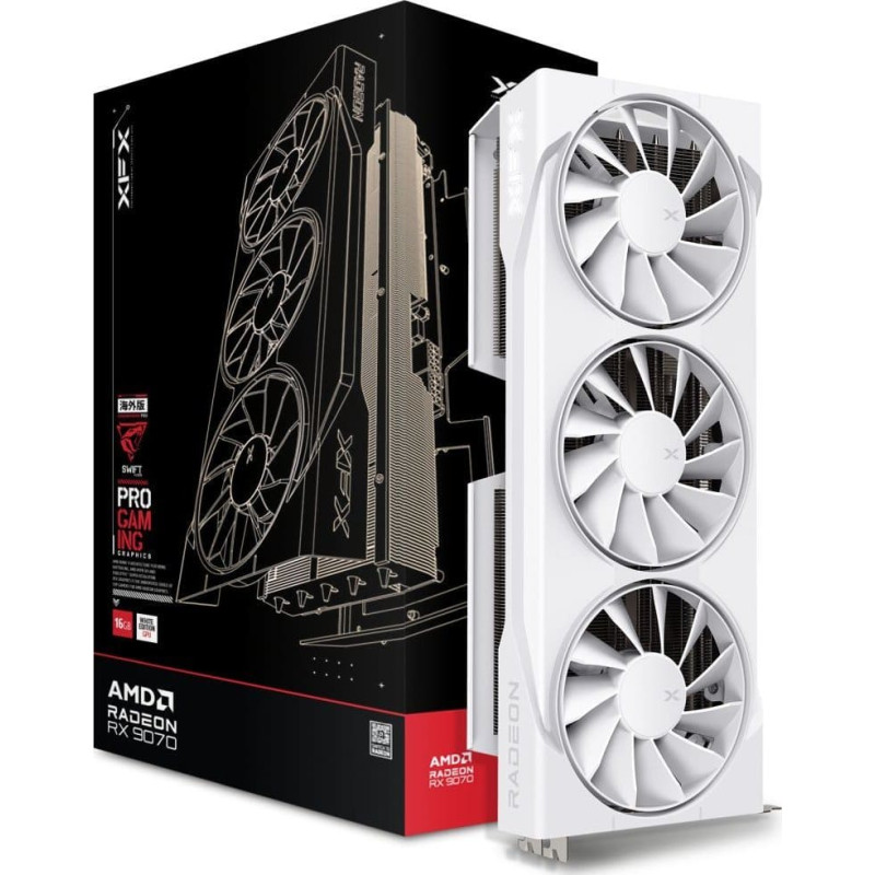 XFX Karta graficzna XFX Swift Radeon RX 9070 OC White Triple Fan Gaming 16GB GDDR6 (RX-97SWFB3W9)