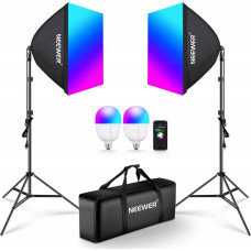 Neewer Zestaw Oświetleniowy 2x Softbox 60cm / Statyw 210cm / 90 Żarówka Rgb Bluetooth / Nk800