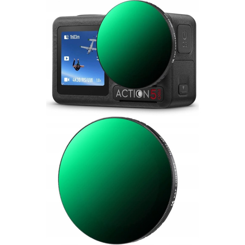 K&F Concept Filtr Pełny Szary Typ Fader Regulowany Nd32-512 Dji - Osmo Action 3 4 5 Pro / Kf01.2753