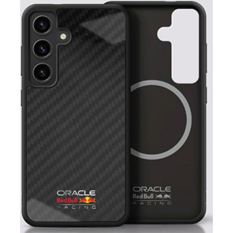Red Bull Real Carbon Fiber Shiny Logo MagSafe Case for Samsung Galaxy S25 Black