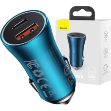 Baseus Golden Contactor Max car charger, USB + USB-C, 60W (blue)