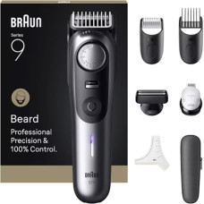 Braun BeardTrimmer 9 BT9520 barzdos kirpimo mašinėlė Baterija 52 2 cm „Wet & Dry“ Juoda, Pilka