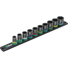 Wera 9607 Nut magnetic strip B Impaktor 1 socket wrench set 3/8 (black/green, 10 pieces, for impact wrenches)