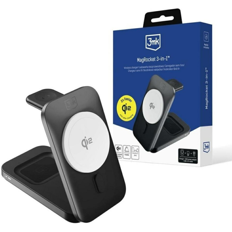 3MK Ładowarka indukcyjna 3MK MagRocket 3w1 15W Qi2 MPP czarny