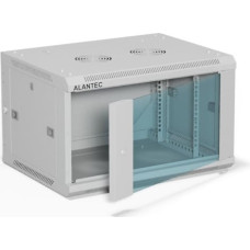 Alantec Szafa wisząca 19" 6U 600x450, drzwi szklane jednoskrzydłowe, tył osłona pełna demontowalna, osłony boczne pełne demontowalne zamykane na klucz, 4 belki, kolor szary, do samodzielnego montażu - Flat Pack, ALANTEC