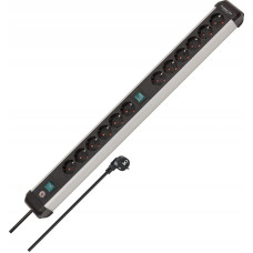 Brennenstuhl Premium-Alu-Line 12-way power strip, black/silver, 3 meters, with 2 safety switches