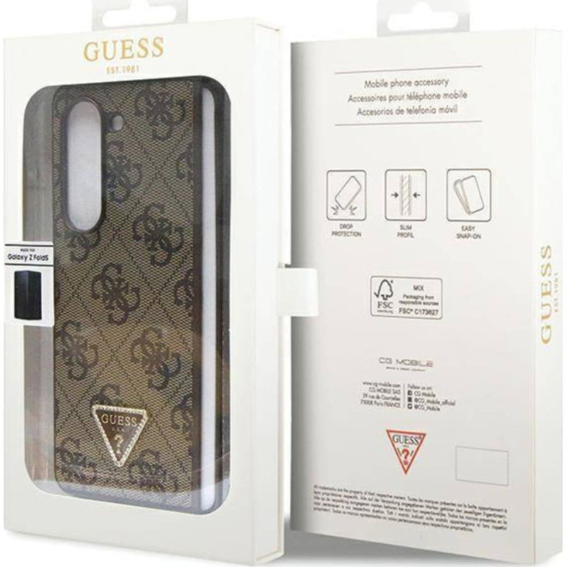Guess Guess GUHCZFD5P4TDPW F946 Z Fold5 brązowy/brown hardcase Leather 4G Triangle Strass