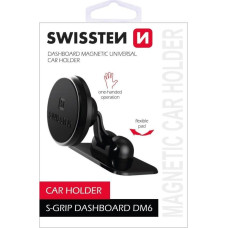 Swissten Magnetic grip for your phone or GPS Swissten for your car, S-Grip Dashboard DM6, black, metal, with glue, black, phone