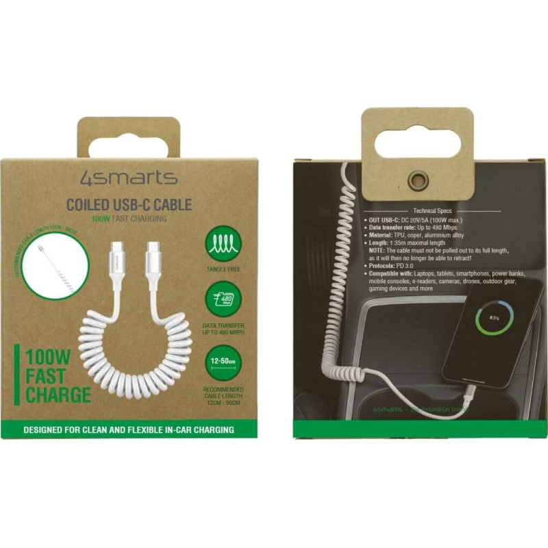 4Smarts 541600 kabel USB 1,35 m USB C Biały