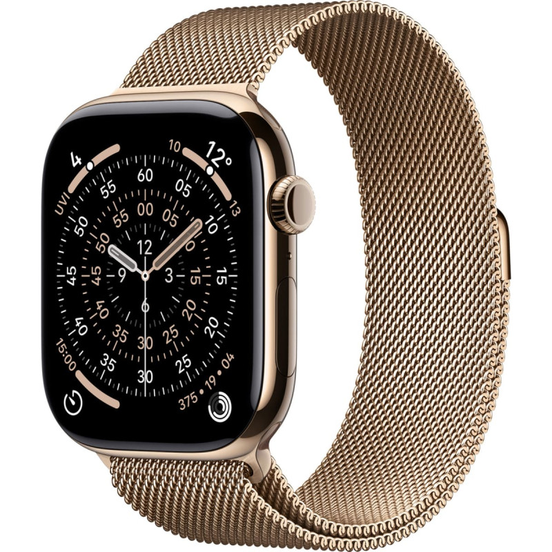 Apple Watch Series 11, Smartwatch Titan Gold, titanium case, 46 mm, Milanese bracelet gold M/L, Cellular