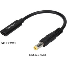 Coreparts MBXUSBC-CO0005 kabelių lizdinio / ki&scaron;tukinio jungčių tipo keitiklis USB C 5.5*2.5mm Juoda