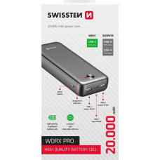 Swissten , Powerbank, WORX PRO, Li-Pol, 5/9/12V, do �adowania telefon�w i innych urz�dze�, 22013961, 20000mAh, czarna