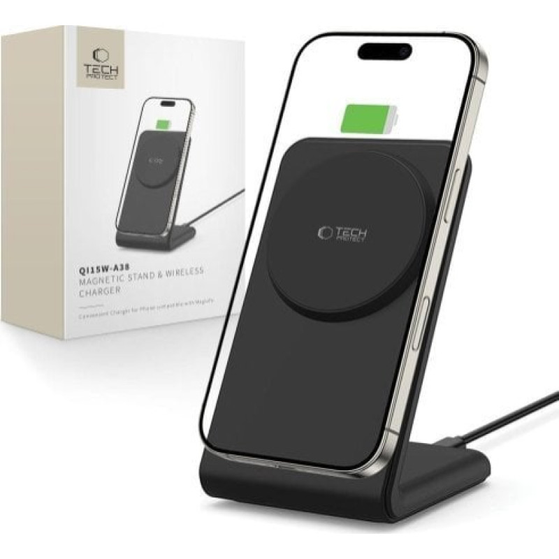 Tech-Protect QI15W-A38 MAGNETIC MAGSAFE WIRELESS CHARGER BLACK