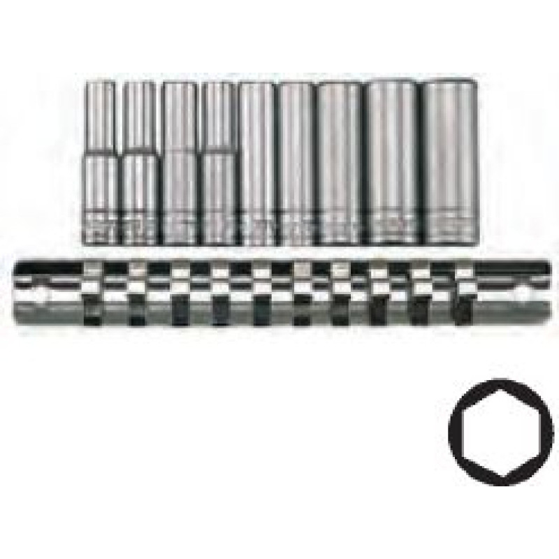 Teng Tools Set of 6-angle adapters 1/4" 4-13mm long 9piece (73090102)