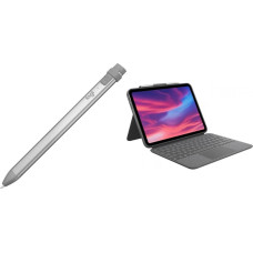Logitech Rysik Logitech Crayon - MID GREY (914-000052) + Etui Combo Touch do iPad (10th gen) Szare (920-011441)