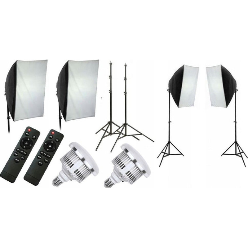 Xrec Zestaw studyjny Xrec Zestaw 10w1 2x Lampa Led 1600w 3000-6500k Pilot Softbox 50x70 Statyw 230 / 2x Led803