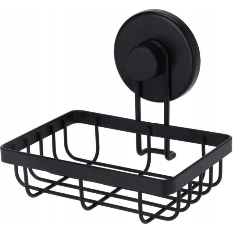 Bathroom Solutions Koszyk łazienkowy na mydło w kostce, na przyssawki, czarny, 13,4 x 11,5 x 11,5 cm