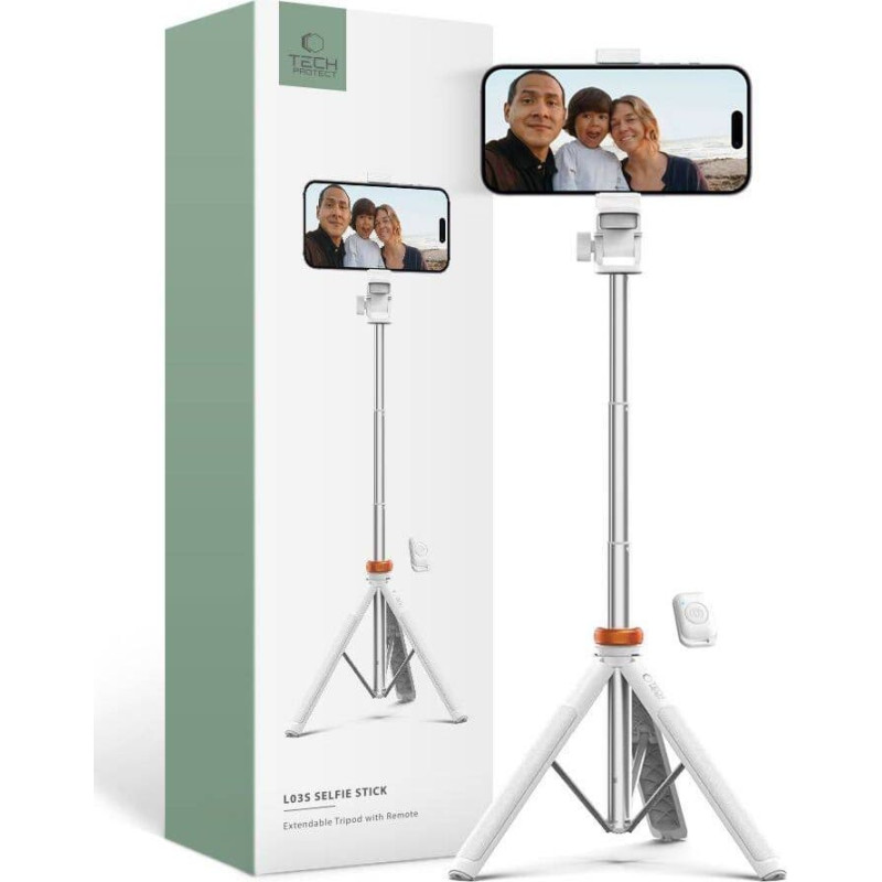 Tech-Protect Selfie stick Tech-Protect TECH-PROTECT L03S BLUETOOTH SELFIE STICK TRIPOD WHITE
