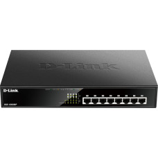 D-Link DGS-1008MP tinklo komutatorius Ne-valdomas Gigabit Ethernet (10/100/1000) Maitinimas per Eternetą (PoE) 1U Juoda