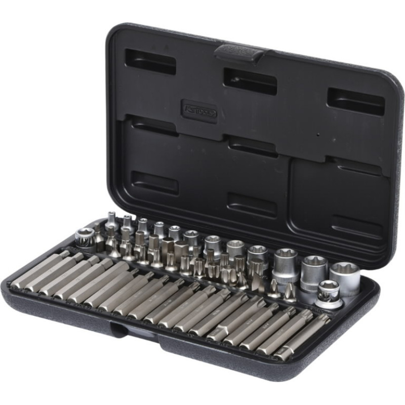 Ks Tools Galvučių ir antgalių komplektas Torx 1/4",3/8",1/2" 57vnt, KS Tools