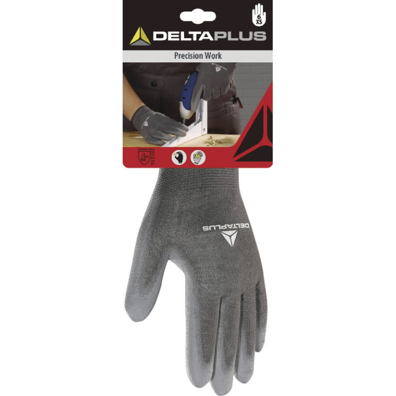 Delta Plus Pirštinės, poliesteris, PU delnas, pilka 7, Delta Plus