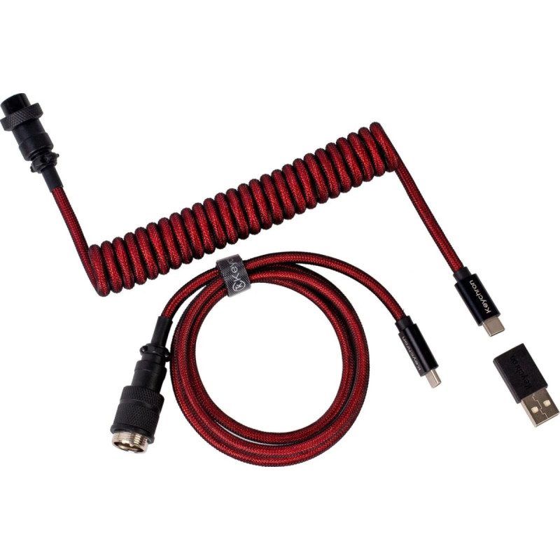 Keychron Premium Coiled Aviator Cable (red, 1.08 m, straight plug)
