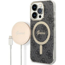 Guess Loader Guess Set Guess case + wireless charger GUBPP14LH4EACSK Apple iPhone 14 Pro black/black hard case 4G Print MagSafe
