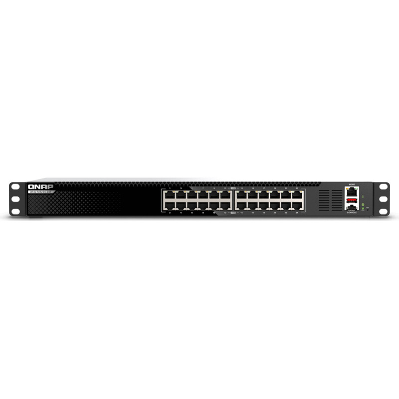 Qnap QSW-M3224-24T tinklo komutatorius Valdomas L3 10G Ethernet (100/1000/10000) 1U Juoda, Sidabras