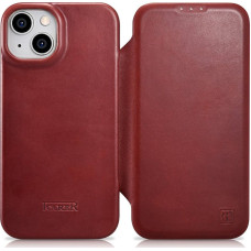 Icarer iCarer CE Oil Wax Premium Leather Folio Case leather case iPhone 14 Plus with MagSafe magnetic flap red (AKI142207-RD)