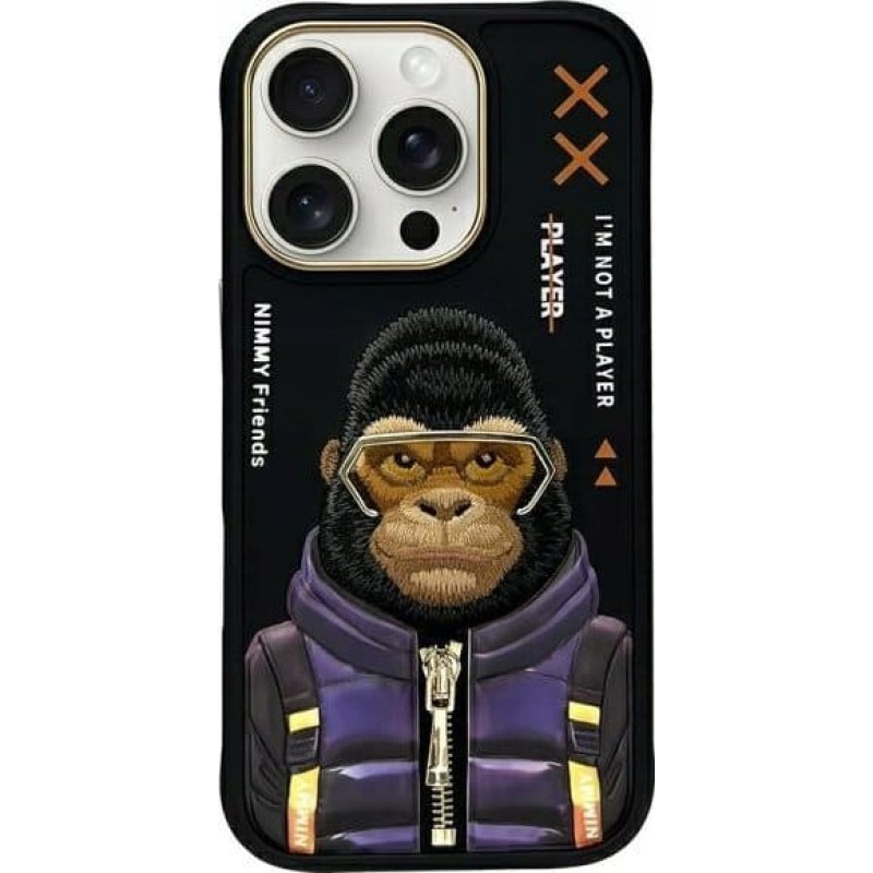 Panzerglass Nimmy iPhone 16 Pro 6.3" Case Black Cool&Cute 2.0 Monkey