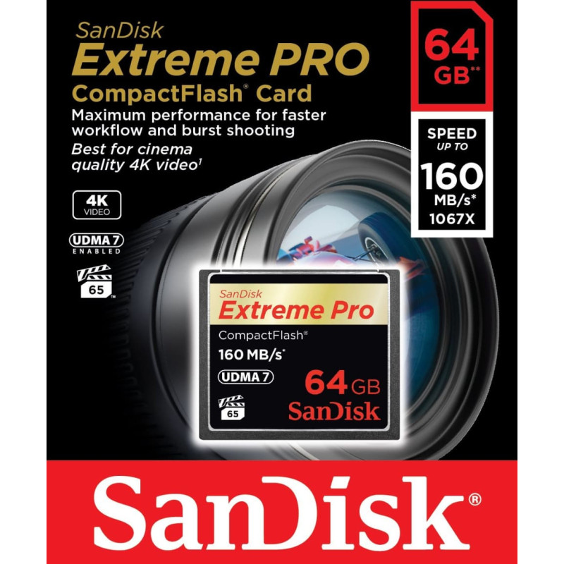 Sandisk Extreme Pro CF      64GB 160MB/s         SDCFXPS-064G-X46