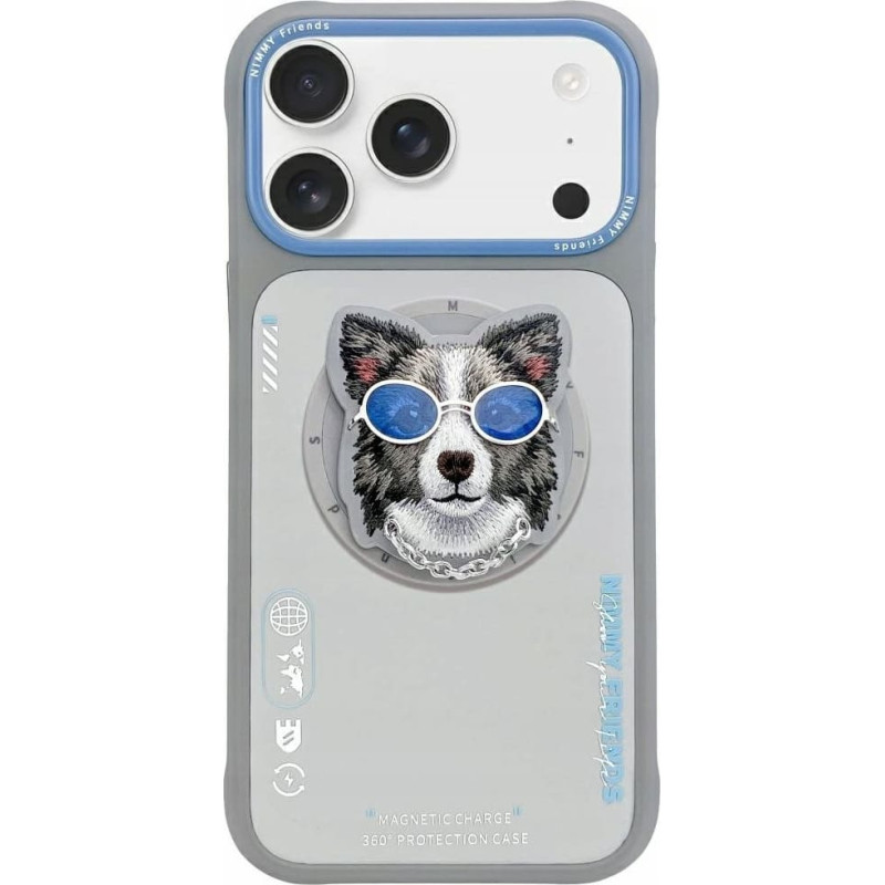 Nimmy Etui Nimmy Glasses Cool Dog MagSafe do iPhone 17 Pro szary
