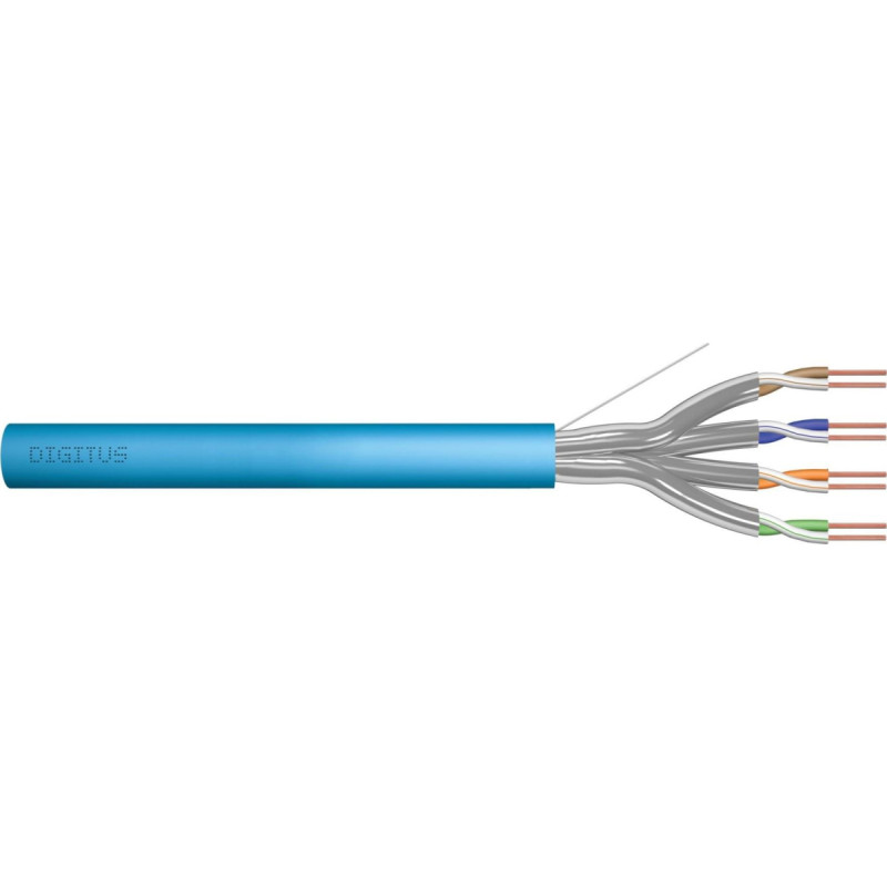Digitus Kabel teleinformatyczny instalacyjny DIGITUS kat.6A, U/FTP, Dca, drut, AWG 23/1, LSOH, 50m, niebieski, ofoliowany
